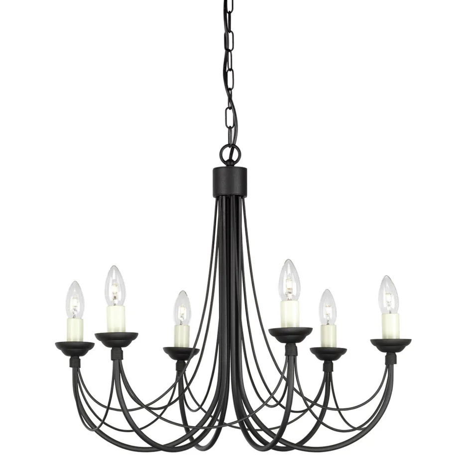 Elstead Kronleuchter Schwarz Weiß Stahl Rustikal GOTICA 1< Kronleuchter|Wohnzimmerlampen