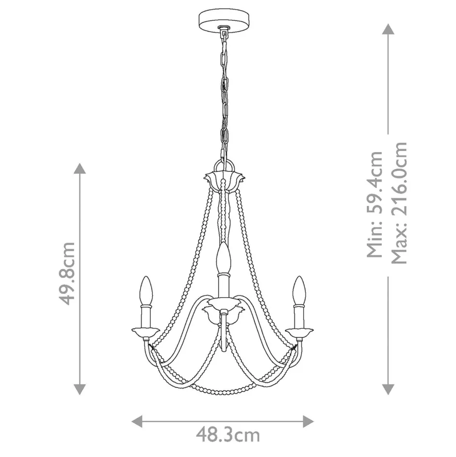 Elstead Kronleuchter Shabby Chic Ø 48,3 cm H: max. 216 cm Grau antik< Hängelampen|Schlafzimmer Lampen