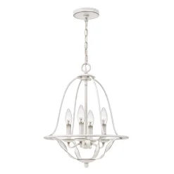 Elstead Kronleuchter Shabby Chic Weiß Metall H: max. 307,5 cm 4x E14< Hängelampen|Esszimmer Lampen