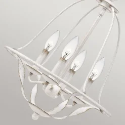 Elstead Kronleuchter Shabby Chic Weiß Metall H: max. 307,5 cm 4x E14< Hängelampen|Esszimmer Lampen