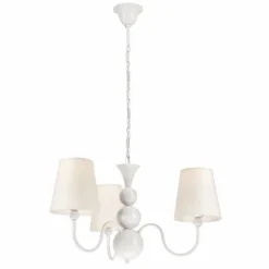 Rustikale Lampen|Stofflampen*Lamkur Kronleuchter Stoff Esstisch Landhaus 3-flammig