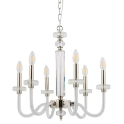 Nowodvorski Kronleuchter verstellbar bis 1,59 m 6-flammig E14 Chrom< Hängelampen|Bürolampen