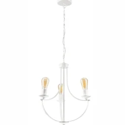 Lamkur Kronleuchter Weiß 3-flammig E27 Ø 42 cm Metall Rustikal< Bürolampen|Rustikale Lampen