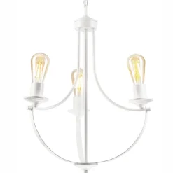 Lamkur Kronleuchter Weiß 3-flammig E27 Ø 42 cm Metall Rustikal< Bürolampen|Rustikale Lampen