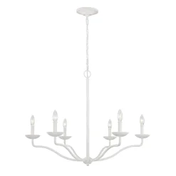 Elstead Kronleuchter Weiß Metall E14 B: 82,9 cm groß Landhausstil< Wohnzimmerlampen|Esszimmer Lampen