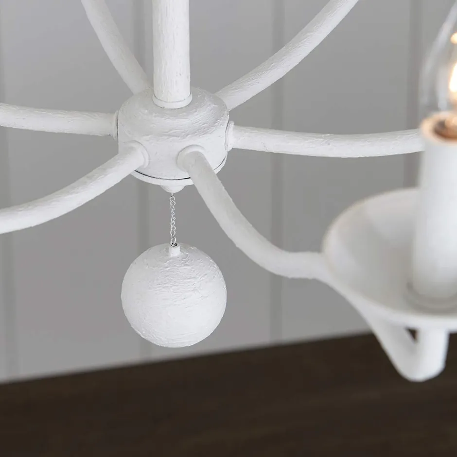 Elstead Kronleuchter Weiß Metall E14 B: 82,9 cm groß Landhausstil< Wohnzimmerlampen|Esszimmer Lampen