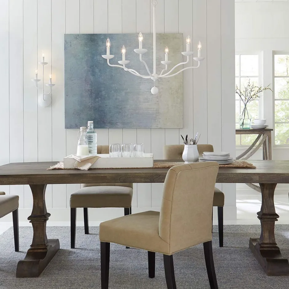 Elstead Kronleuchter Weiß Metall E14 B: 82,9 cm groß Landhausstil< Wohnzimmerlampen|Esszimmer Lampen