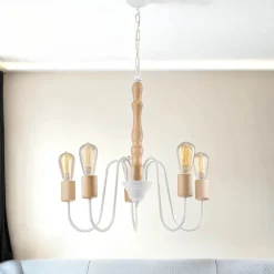 Hängelampen|Holzlampen*Lamkur Kronleuchter Wohnzimmer Hängelampe Holz Esstisch