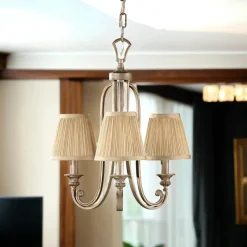 Stofflampen|Kronleuchter*Elstead Kronleuchter Wohnzimmer Stoff Schirm Tiefe bis 2,2m