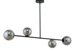 Sigma Kugel Deckenlampe Grau Glas Schwarz Metall E27 L:108 cm< Deckenleuchten|Kugellampen