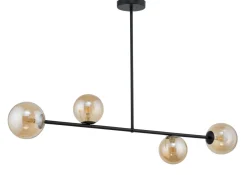 Deckenleuchten|Kugellampen*Sigma Kugel Deckenleuchte Bernstein Glas Schwarz Metall G9