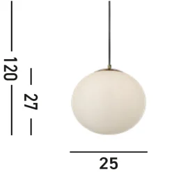 Searchlight Kugel Hängelampe Glas Metall in Messing Ø24 cm blendarm< Hängelampen|Esszimmer Lampen