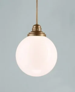 Hängelampen|Bürolampen*Berliner Messingleuchten Kugel Pendelleuchte Glas Echt-Messing E27 Ø35 cm rund