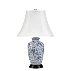 Schlafzimmer Lampen|Keramiklampen*Elstead Kunstvolle Tischleuchte IOANA 57 cm Porzellan Stoff