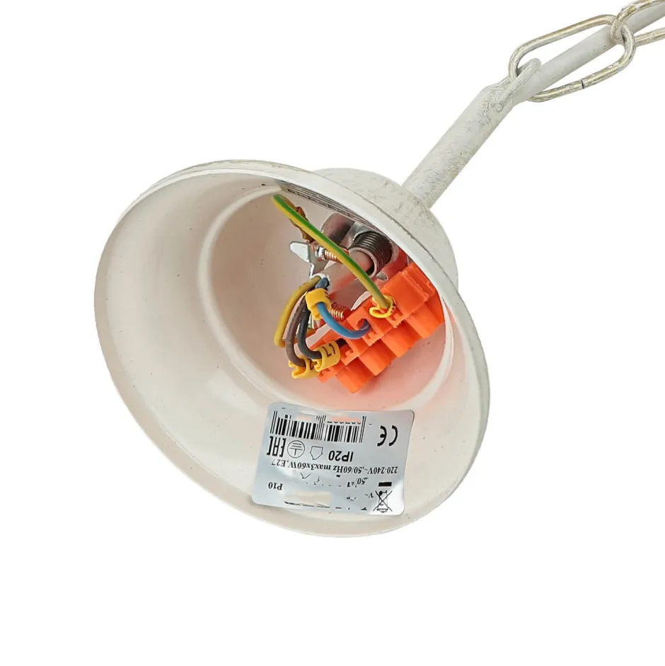 Lamkur Lampe Stoff 3-flmg Landhaus Esstisch geblümt< Hängelampen|Esszimmer Lampen