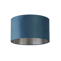 Lampenschirme|Stofflampen*Searchlight Lampenschirm Samt Ø 38 cm Petrol Silber rund für Pendelleuchte