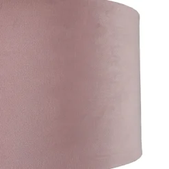 Searchlight Lampenschirm Samt D: 28 cm in Pink Silber rund< Lampenschirme|Stofflampen