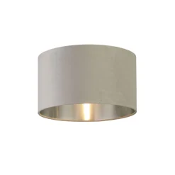 Searchlight Lampenschirm Samt Hellgrau Silber D: 38 cm Hängeleuchte< Lampenschirme|Stofflampen