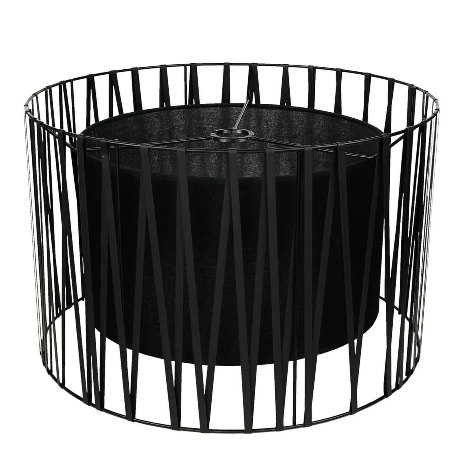 TK Lighting Lampenschirm Schwarz für Stehleuchte E27 Zylinder Ø50cm< Lampenschirme