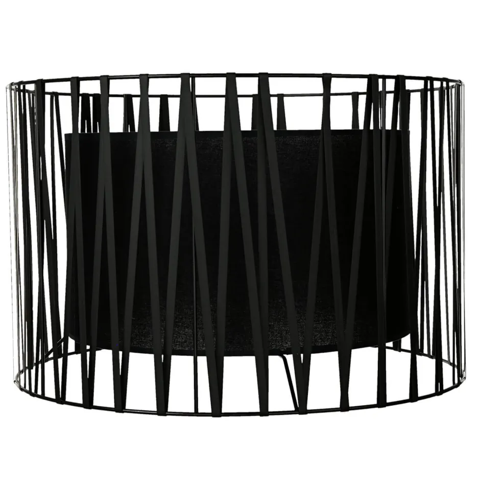 TK Lighting Lampenschirm Schwarz für Stehleuchte E27 Zylinder Ø50cm< Lampenschirme