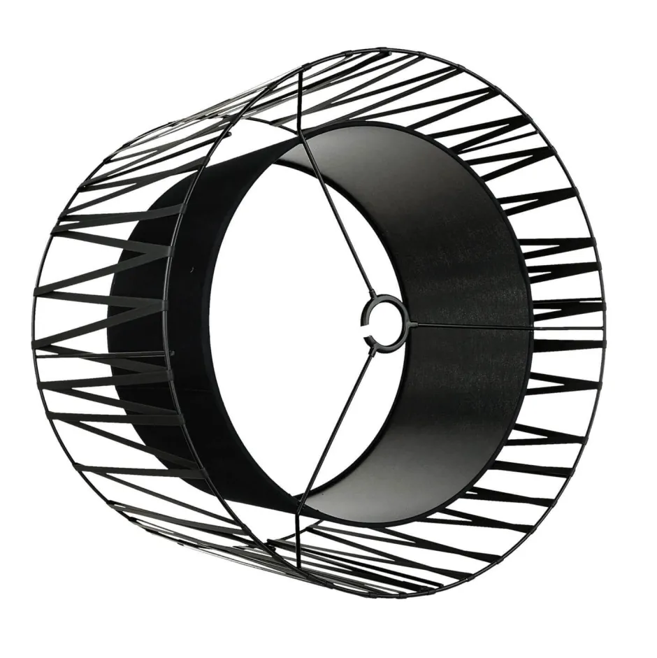 TK Lighting Lampenschirm Schwarz für Stehleuchte E27 Zylinder Ø50cm< Lampenschirme