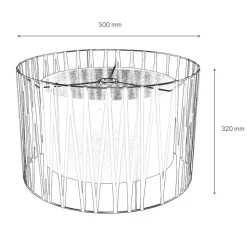 TK Lighting Lampenschirm Schwarz für Stehleuchte E27 Zylinder Ø50cm< Lampenschirme