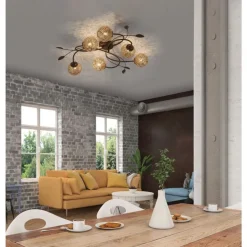 Paul Neuhaus Landhaus Deckenlampe G9 L:68 cm Kugeln Gold Floral< Deckenleuchten|Flurlampen