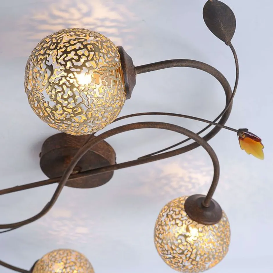 Deckenleuchten|Flurlampen*Paul Neuhaus Landhaus Deckenleuchte G9 4-flammig Kugeln Gold Floral