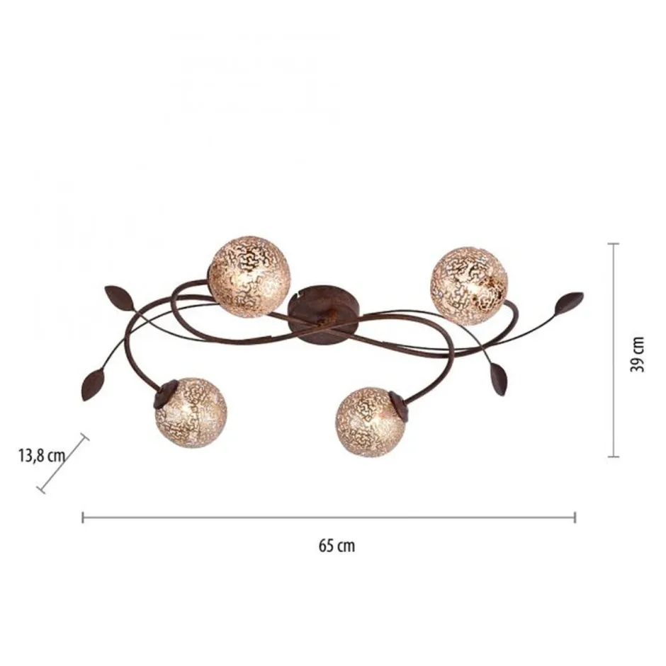 Deckenleuchten|Flurlampen*Paul Neuhaus Landhaus Deckenleuchte G9 4-flammig Kugeln Gold Floral
