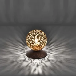 Paul Neuhaus Landhaus Tischlampe Metall Rostbraun Gold 12,5 cm G9< Wohnzimmerlampen|Schlafzimmer Lampen