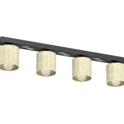 Luminex Lange Deckenlampe Rattan Metall Schwarz blendarm 70 cm< Deckenleuchten|Flurlampen