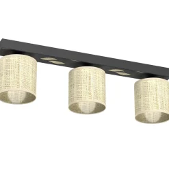 Deckenleuchten|Bürolampen*Luminex Lange Deckenleuchte Rattan Metall Schwarz E27 50 cm