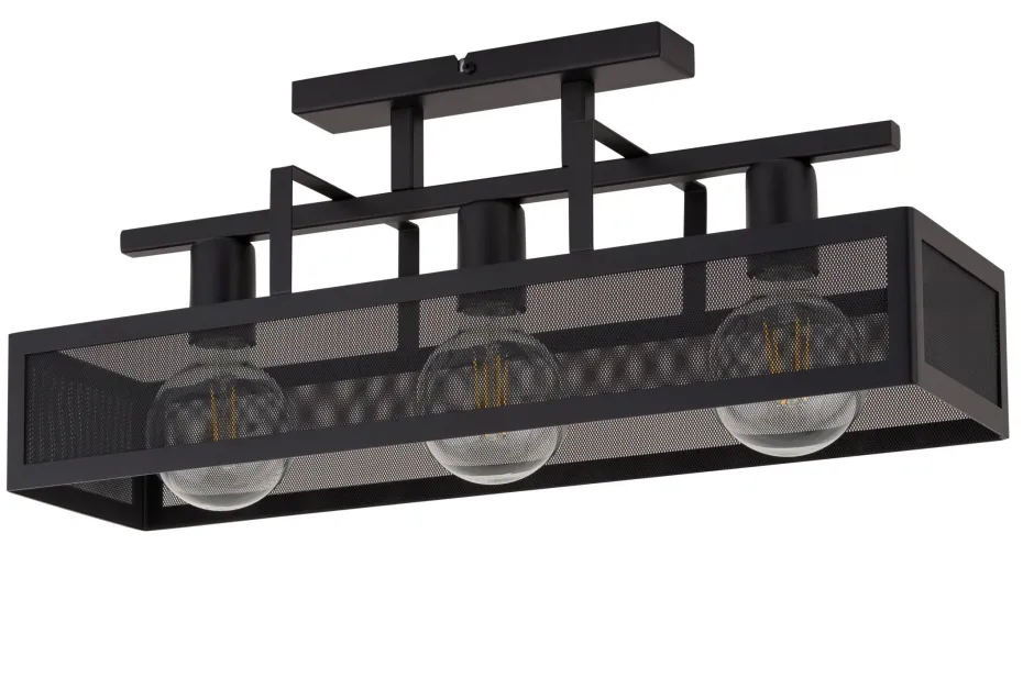 Deckenleuchten|Flurlampen*Sigma Lange Deckenleuchte Schwarz Metall 3-flammig Industrie