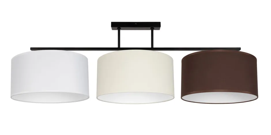 Belis Lange Deckenleuchte Stoff Weiß Ecru Braun E27 100 cm< Bürolampen|Wohnzimmerlampen