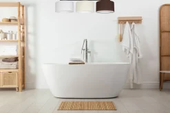 Belis Lange Deckenleuchte Stoff Weiß Ecru Braun E27 100 cm< Bürolampen|Wohnzimmerlampen