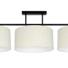 Bürolampen|Wohnzimmerlampen*Belis Lange Deckenleuchte Stoff Schwarz Ecru Weiß E27 100 cm