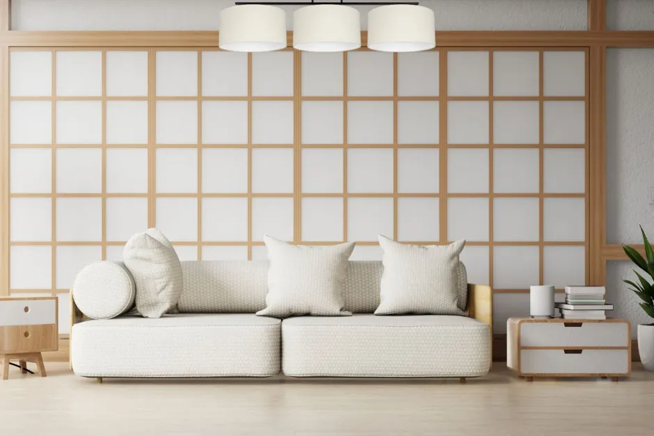 Bürolampen|Wohnzimmerlampen*Belis Lange Deckenleuchte Stoff Schwarz Ecru Weiß E27 100 cm