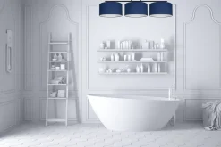 Wohnzimmerlampen|Stofflampen*Belis Lange Deckenleuchte Stoff Schwarz Blau Weiß E27 100 cm