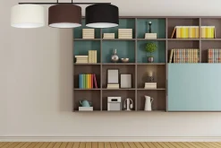 Belis Lange Deckenleuchte Stoff Ecru Braun Schwarz E27 100 cm< Bürolampen|Wohnzimmerlampen