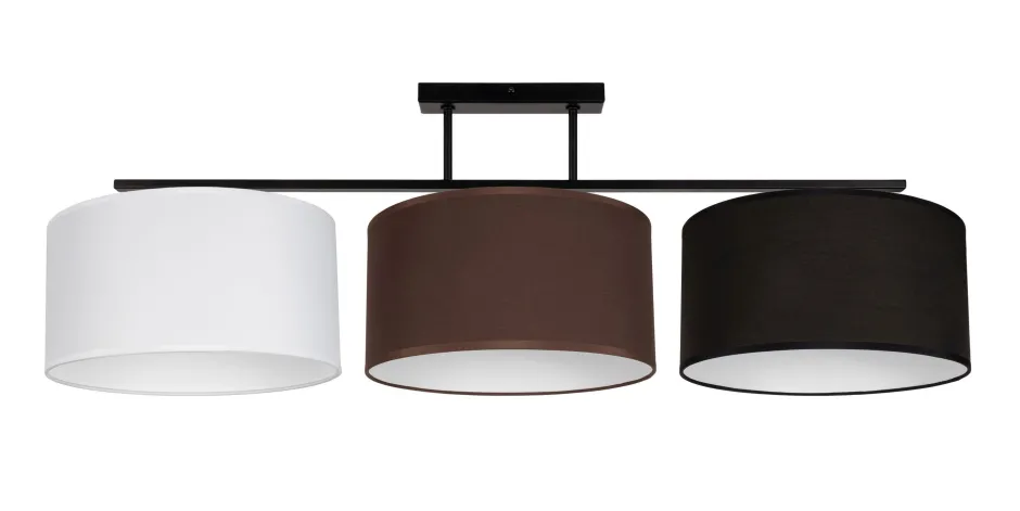 Belis Lange Deckenleuchte Stoff Weiß Braun Schwarz E27 100 cm< Bürolampen|Wohnzimmerlampen