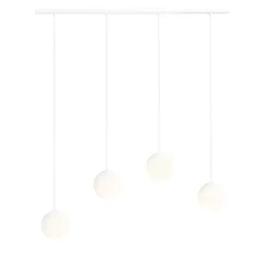 Hängelampen|Bürolampen*ALDEX Lange Hängelampe Glas Metall Weiß 4-flammig E14 Modern