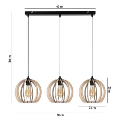 Belis Lange Hängelampe Holz Metall E27 L:80 cm wohnlich< Hängelampen|Bürolampen