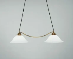 Hängelampen|Bürolampen*Berliner Messingleuchten Lange Hängelampe Messing Glas E27 L:82 cm gemütlich