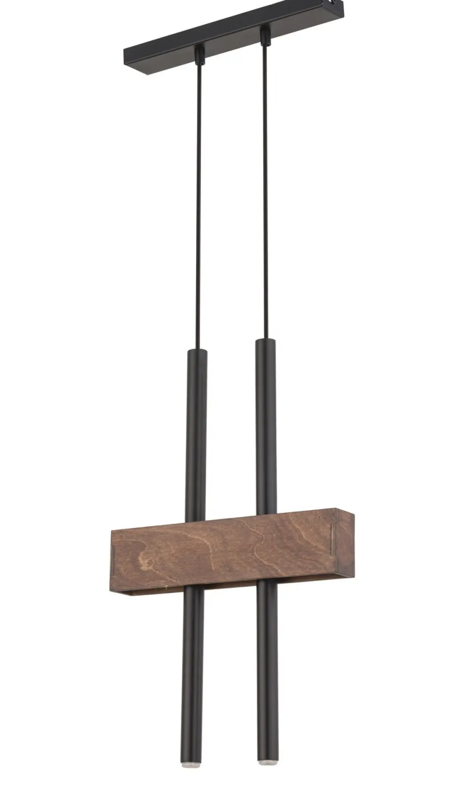 Sigma Lange Hängelampe Metall Holz Schwarz 2-flammig 31 cm< Hängelampen|Moderne Lampen