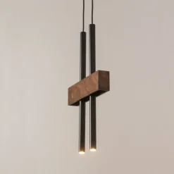Sigma Lange Hängelampe Metall Holz Schwarz 2-flammig 31 cm< Hängelampen|Moderne Lampen