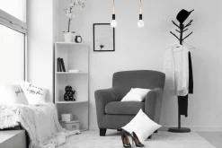 Hängelampen|Bürolampen*Belis Lange Hängelampe Schwarz Holz Metall L:40 cm E27 2-flmg