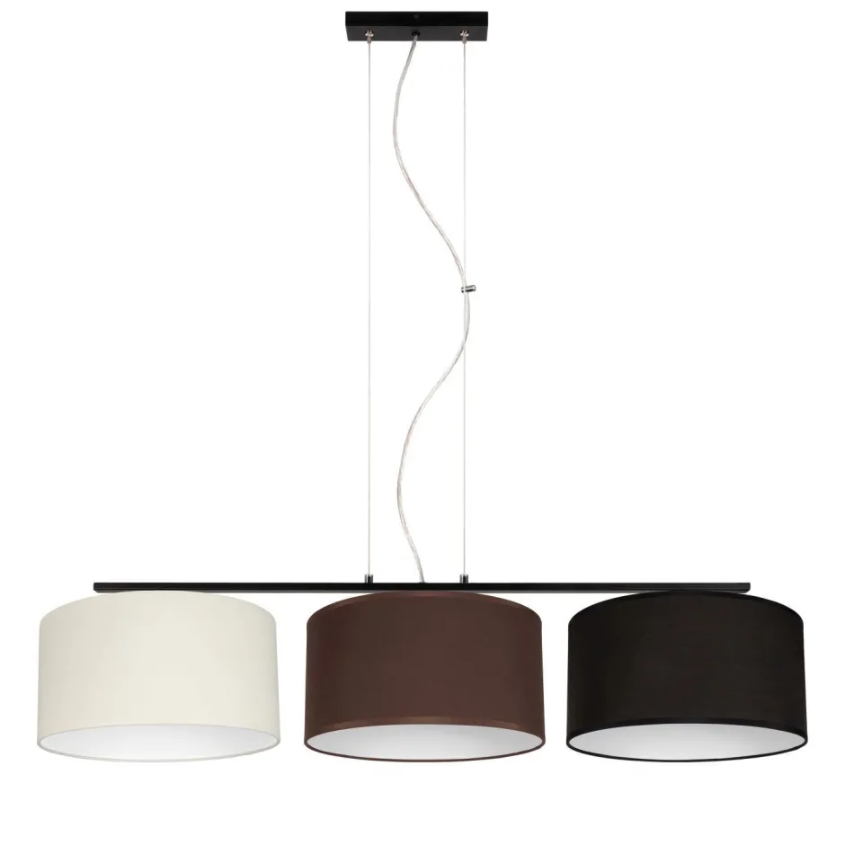 Belis Lange Hängelampe Stoff Ecru Braun Schwarz E27 L:100 cm< Bürolampen|Wohnzimmerlampen