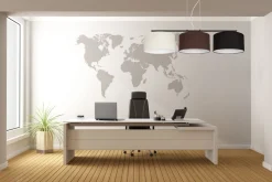 Belis Lange Hängelampe Stoff Ecru Braun Schwarz E27 L:100 cm< Bürolampen|Wohnzimmerlampen