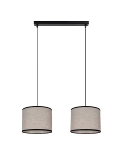Hängelampen|Bürolampen*Belis Lange Hängelampe Stoff Schwarz Beige E27 50 cm 2-flmg