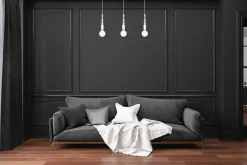 Hängelampen|Bürolampen*Belis Lange Hängelampe Weiß Holz Metall L:60 cm E27 3-flmg